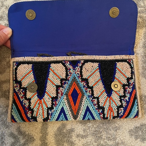 Anthropologie Blue Wings Clutch - Picture 4 of 8